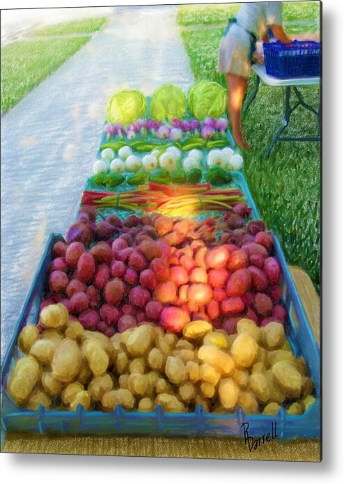 Vegetables Metal Print featuring the digital art The Farmers' Market by Ric Darrell