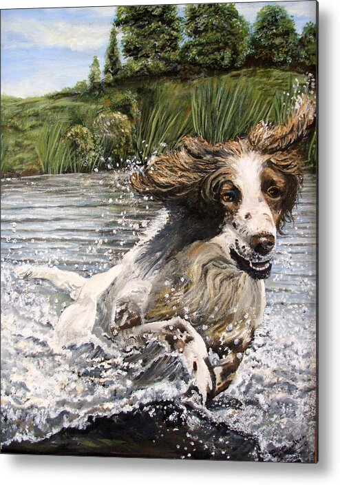 Dog Metal Print featuring the painting The Hunting Dog by Mackenzie Moulton