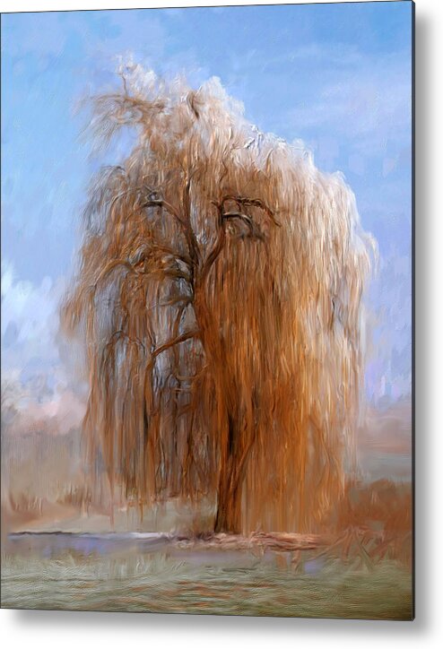 Tree Metal Print featuring the painting The Lone Willow Tree by Portraits By NC