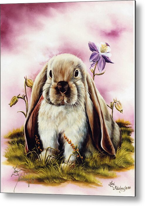 Lop Eared Bunny Metal Print featuring the painting The Lop by Lori Salisbury