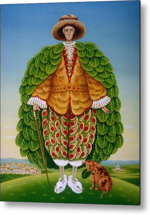 Old Man Metal Print featuring the photograph The New Vestments Ivor Cutler As Character In Edward Lear Poem, 1994 Oils And Tempera On Panel by Frances Broomfield