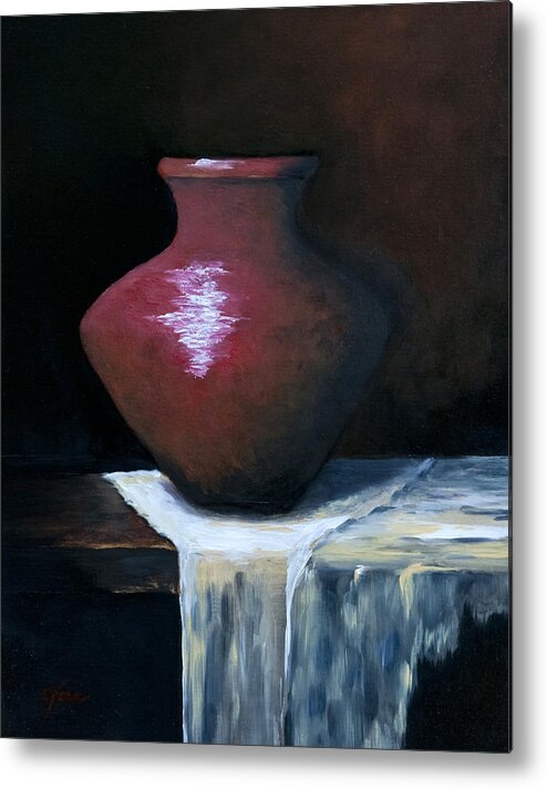 Vase Metal Print featuring the painting The Old Cloth by Gina Cordova