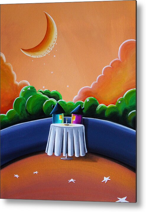 Moon Metal Print featuring the painting The Restaurant by Cindy Thornton