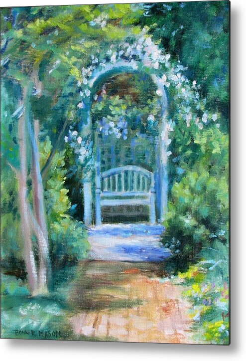 Useful Metal Print featuring the painting The Rose Arbor- at Wharton Gardens by Bonnie Mason