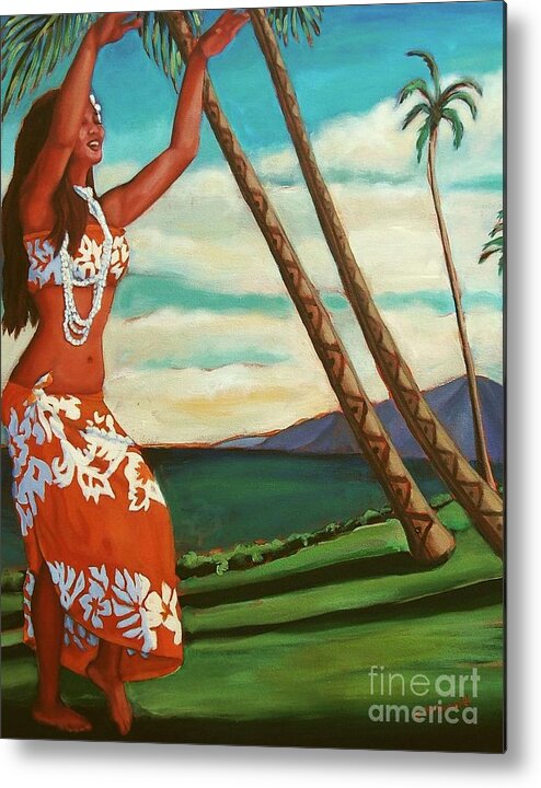Hula Dancer Painting Metal Print featuring the painting The Spirit of Hula by Janet McDonald