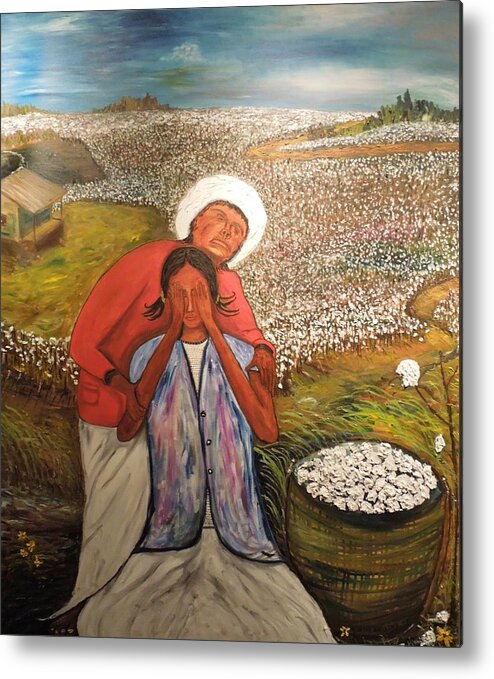 Cotton Field Metal Print featuring the painting The Strength of Grandma by Randolph Gatling