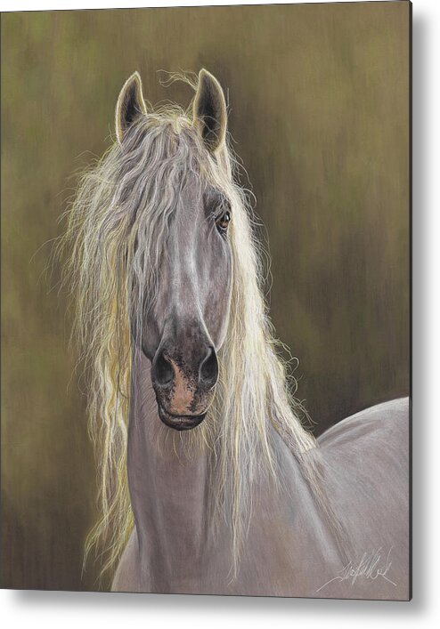 Equine Metal Print featuring the painting The White Horse by Terry Kirkland Cook