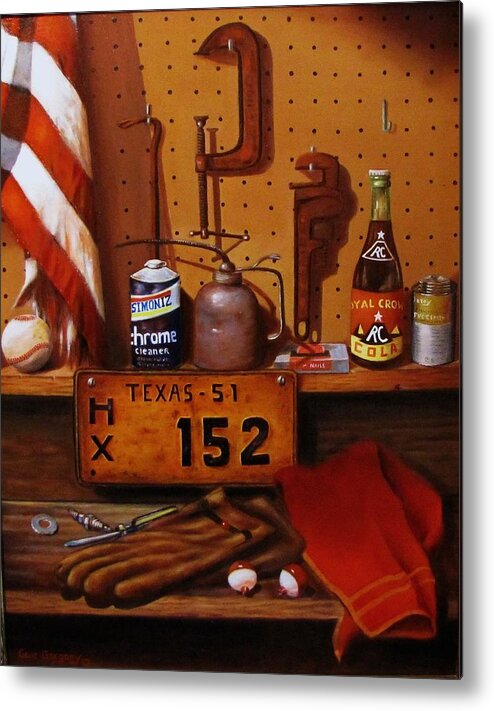 A Still Life Painting... Licenses Plate Metal Print featuring the painting The Workshop by Gene Gregory