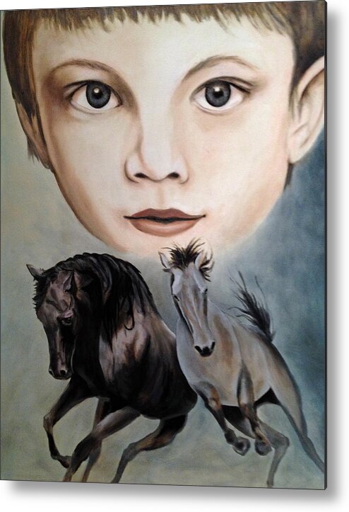 Horses Metal Print featuring the painting Thoughts Running Wild by Mr Dill