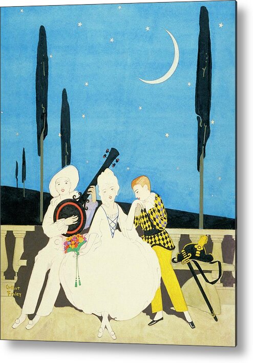 Exterior Metal Print featuring the digital art Three Characters Wears Pierrot by Arthur Finley