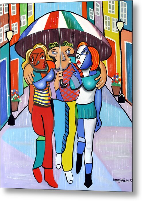  Threes A Crowd Metal Print featuring the painting Threes A Crowd By Anthony Falbo                     by Anthony Falbo