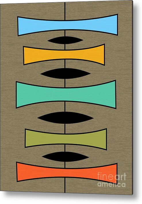 Mid-century Modern Metal Print featuring the digital art Trapezoids on Brown by Donna Mibus
