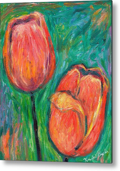 Tulips Metal Print featuring the painting Tulip Dance by Kendall Kessler