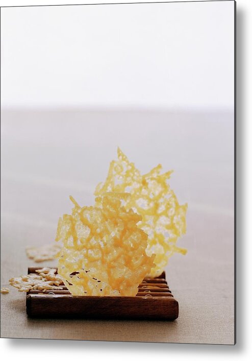 Food Metal Print featuring the photograph Two Parmesan Onion Puffs by Romulo Yanes