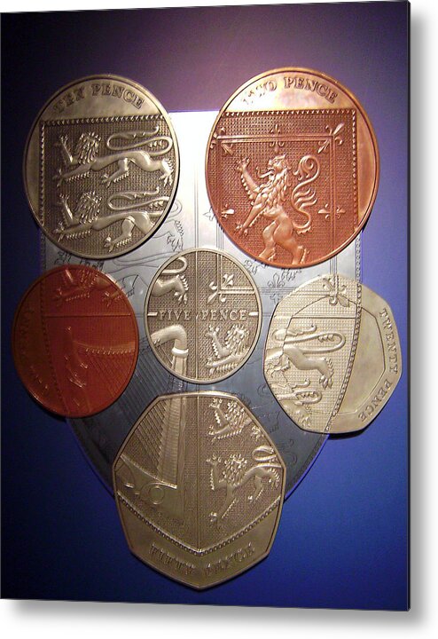 British Coin Metal Print featuring the photograph Two Pence Five Pence Ten Pence by Cathy Shiflett