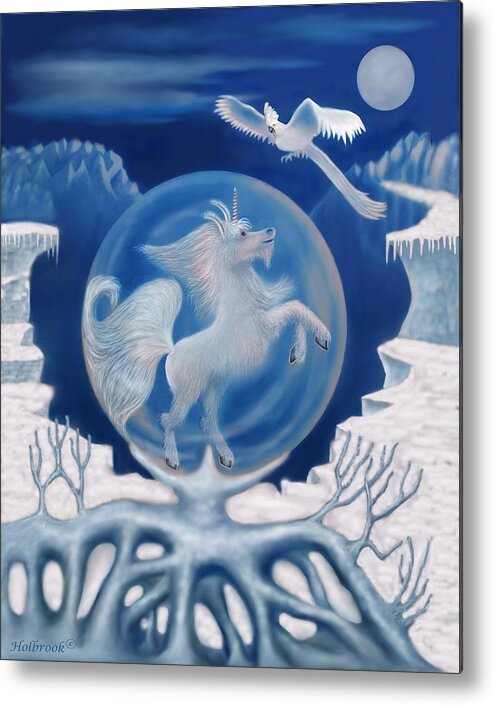 Unicorn Metal Print featuring the digital art Unicorn In A Bubble by Glenn Holbrook
