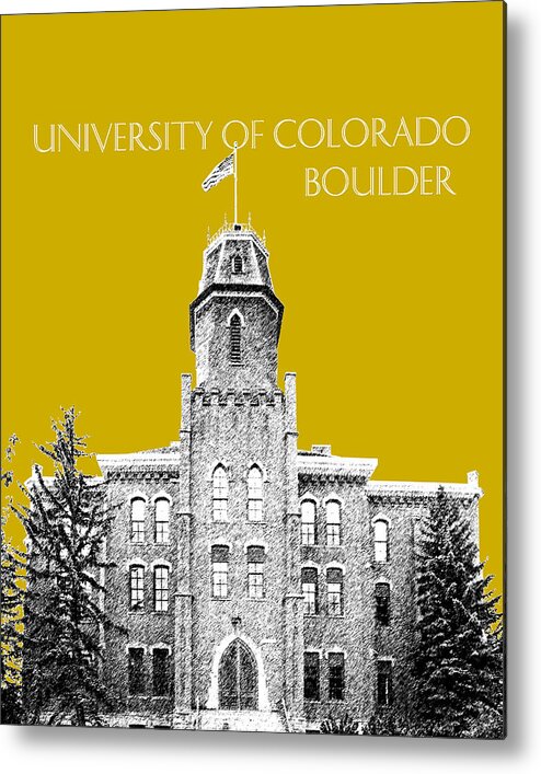 University Metal Print featuring the digital art University of Colorado Boulder - Gold by DB Artist