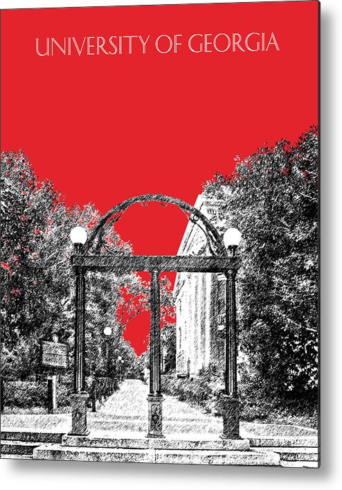 University Metal Print featuring the digital art University of Georgia - Georgia Arch - Red by DB Artist