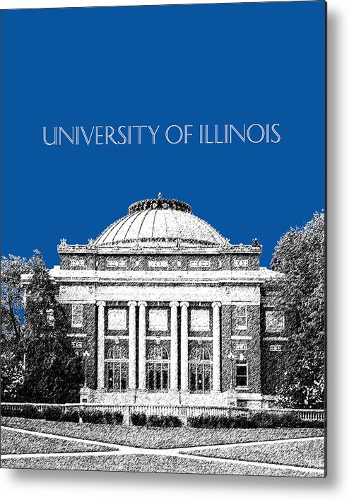 University Metal Print featuring the digital art University of Illinois Foellinger Auditorium - Royal Blue by DB Artist