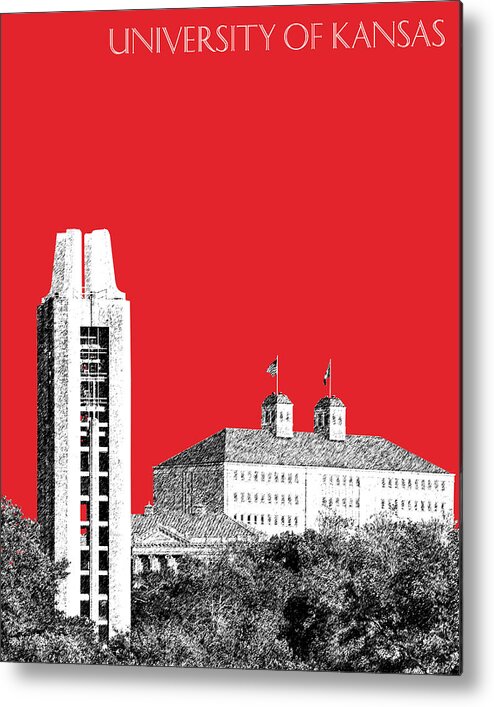 University Metal Print featuring the digital art University of Kansas - Red by DB Artist