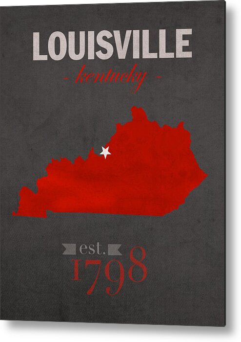 University Of Louisville Cardinals Kentucky College Town State Map Poster Series No 059 Metal ...