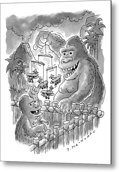 King Kong Metal Print featuring the drawing New Yorker March 13th, 2000 by Tom Hachtman