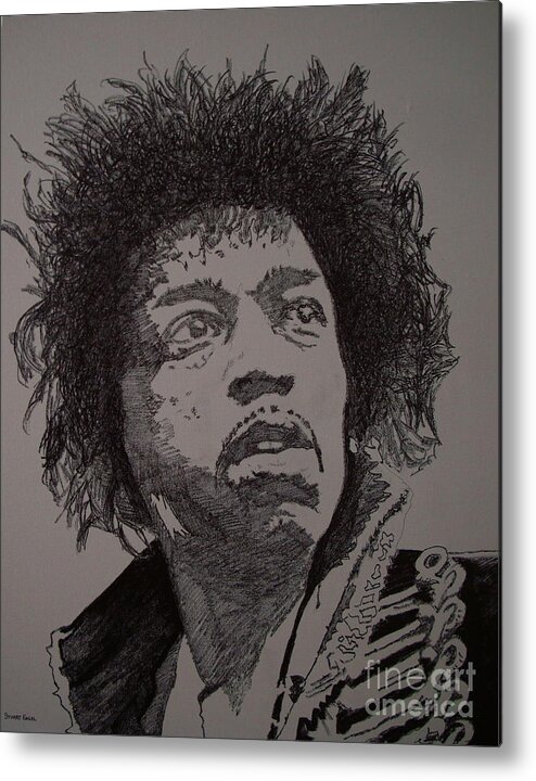 Jimi Hendrix Metal Print featuring the painting Up From The Skies by Stuart Engel