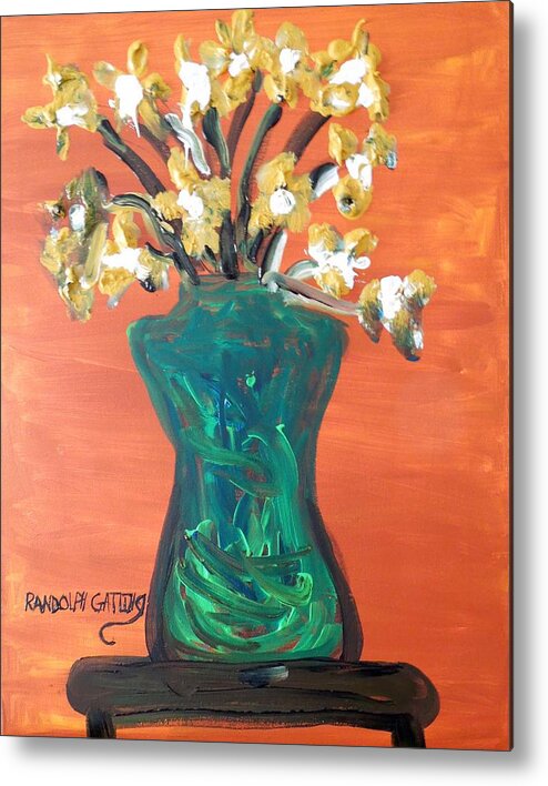 Flowers Metal Print featuring the painting Vase by Randolph Gatling