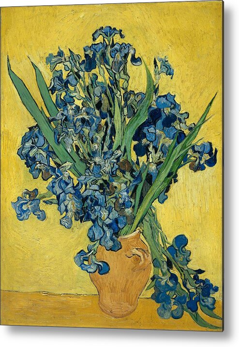 Van Gogh Metal Print featuring the painting Vase With Irises by Vincent Van Gogh