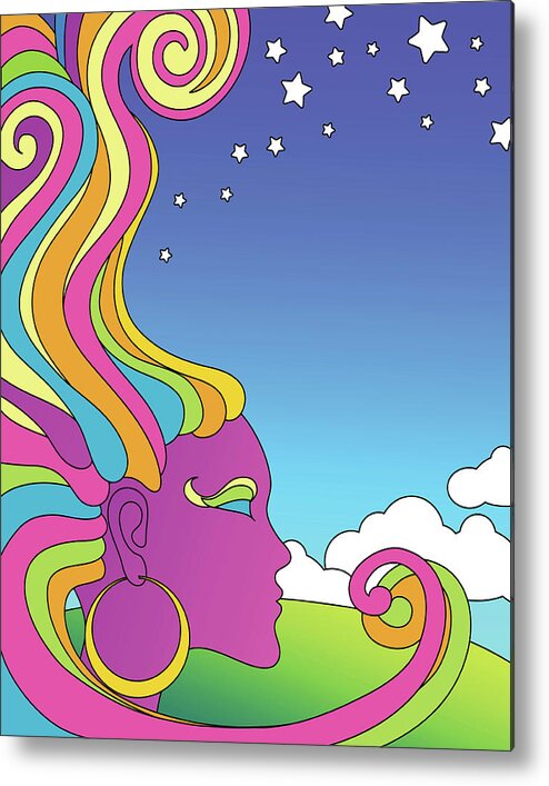 Rock Music Metal Print featuring the digital art Vector Illustration Of Psychedelic by Teddyandmia