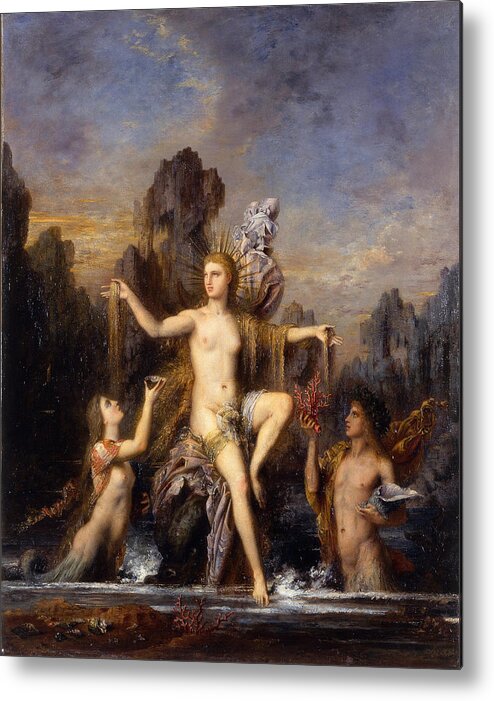 Gustave Moreau Metal Print featuring the painting Venus rising from the sea by Gustave Moreau