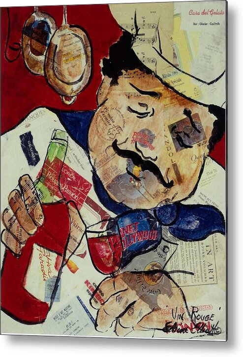 Chef Metal Print featuring the painting Vin Rouge by Elaine Elliott