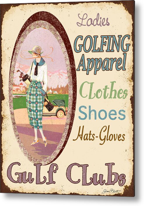 Jean Plout Metal Print featuring the digital art Vintage Ladies Golf by Jean Plout