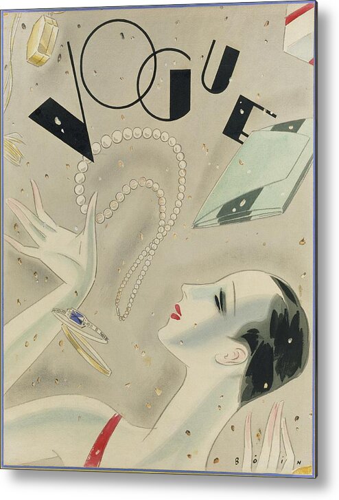Fashion Metal Print featuring the digital art Vogue Magazine Cover Featuring A Woman Juggling by William Bolin