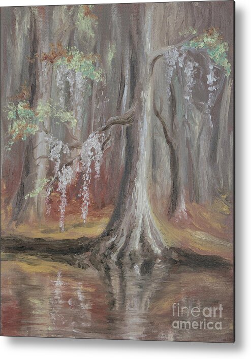 Landscape Metal Print featuring the painting Waccamaw River Cypress by MM Anderson