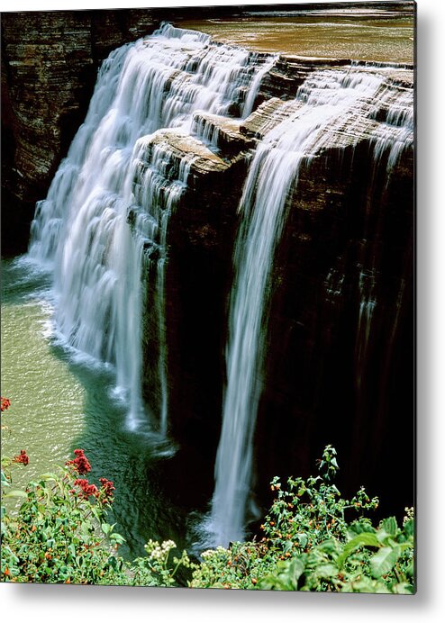 Photography Metal Print featuring the photograph Water Falling From Rocks, Lower Falls by Panoramic Images