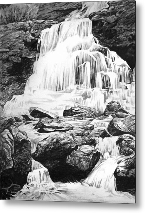 Waterfall Metal Print featuring the drawing Waterfall by Aaron Spong