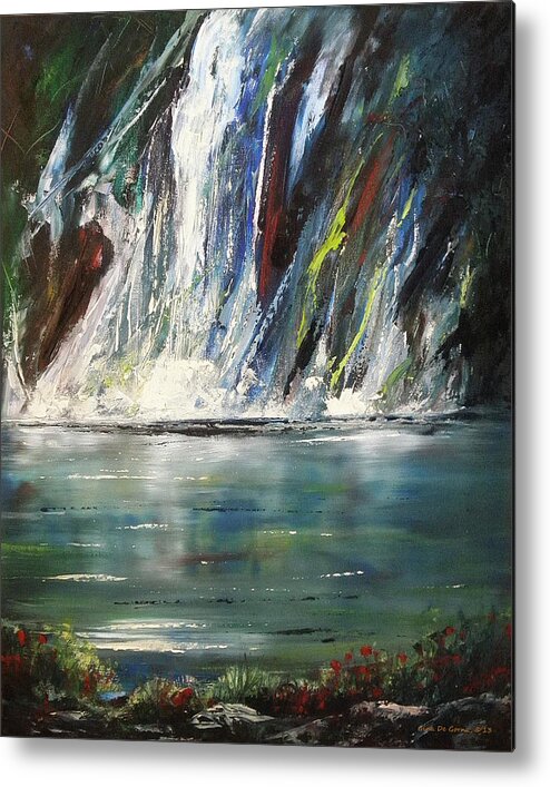 Water Metal Print featuring the painting Waterfall by Gina De Gorna