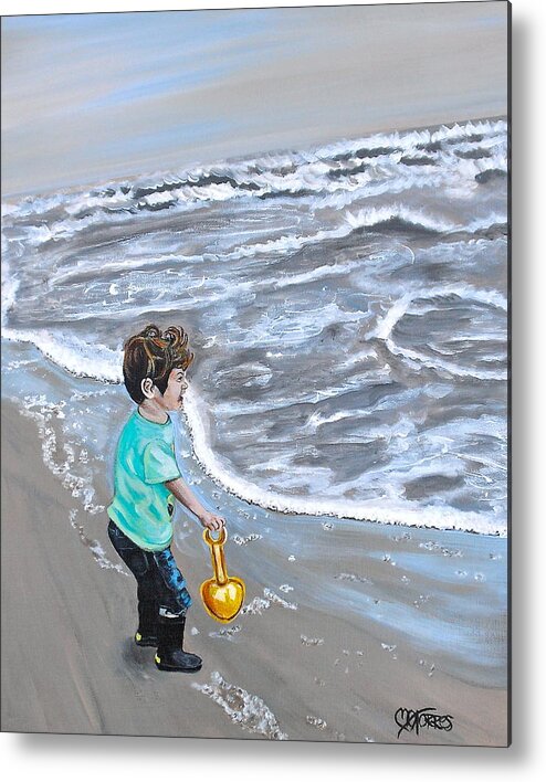 Beach Metal Print featuring the painting Waves of Delight by Melissa Torres