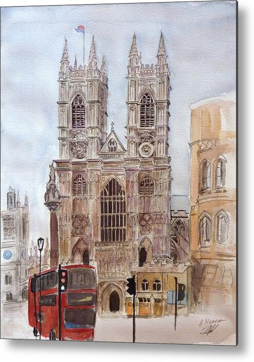 Architecture Metal Print featuring the painting Westminster Abbey by Henrieta Maneva