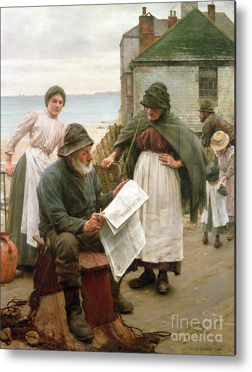 Sea Dog Metal Print featuring the painting When The Boats Are Away by Walter Langley