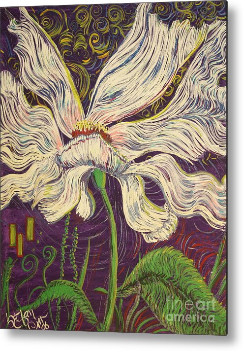 White Flower Metal Print featuring the painting White Flower Series 6 by Stefan Duncan