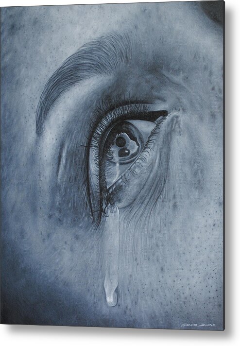Oil Painting Metal Print featuring the painting Why is she crying by David Dunne