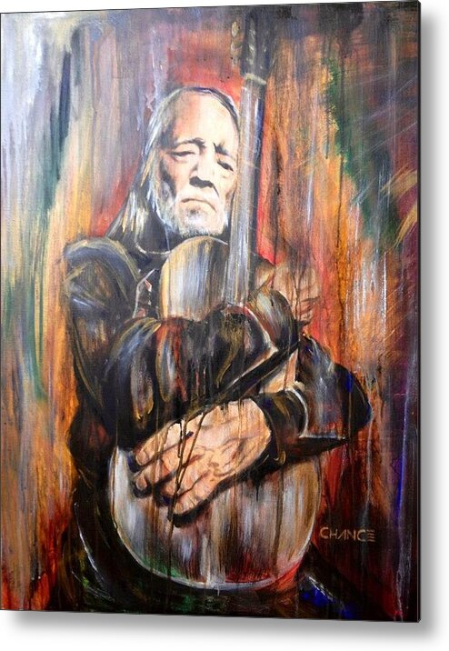  Metal Print featuring the painting Willie Nelson by Robyn Chance
