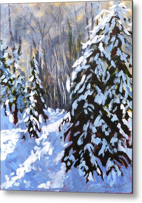 Winter Metal Print featuring the painting Winter Forest Walk by Diane Arlitt