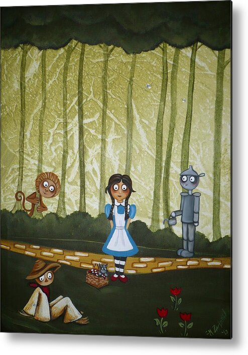 Wizard Of Oz Metal Print featuring the painting Wizard of Oz - If We Walk Far Enough by Charlene Murray Zatloukal