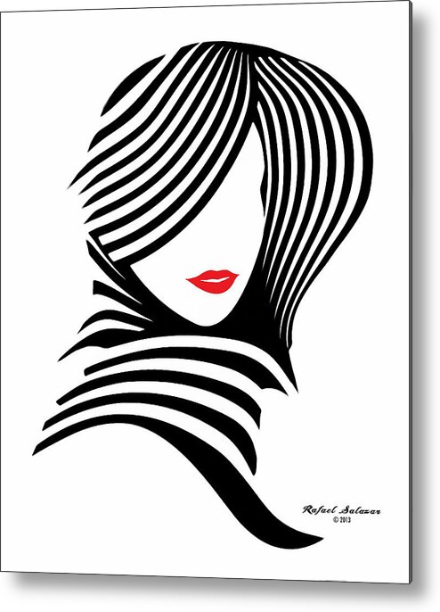Black And White Metal Print featuring the digital art Woman Chic in Black and White by Rafael Salazar