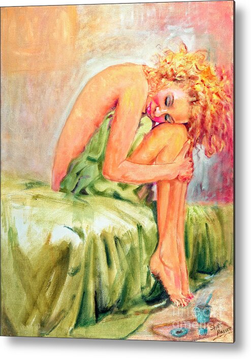 Sher Nasser Artist Metal Print featuring the painting Woman In Blissful Ecstasy by Sher Nasser Artist