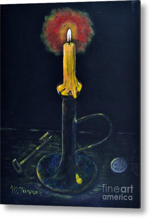 Coin Metal Print featuring the painting Yellow candle by Melvin Turner