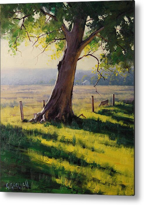  Farm Metal Print featuring the painting Distant Farm #1 by Graham Gercken